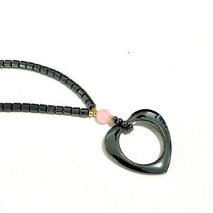 Hematite heart necklace